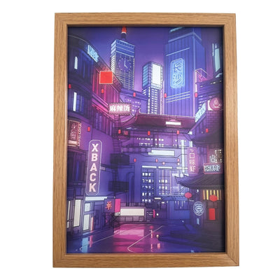 Quadro Cidade Noturna - 31,5 x 23cm  LED 5V USB