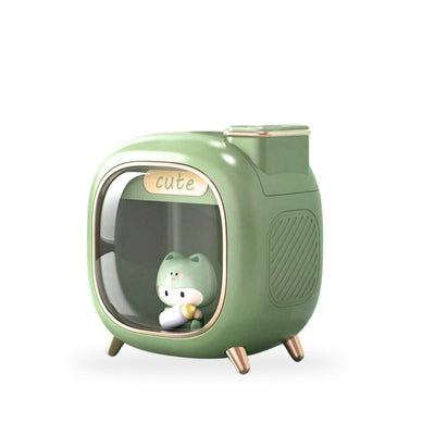 Luminária LED Umidificador Gato -USB 500ML Verde