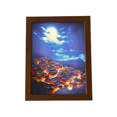 Quadro Montanhas com Luar - 23x17cm  LED 5V USB